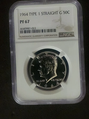 1964 Type 1 Straight G 50c Silver Proof Kennedy Half Dollar NGC PF 67