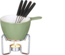 SET FONDUTA BOURGUIGNONNE CIOCCOLATIERA PORCELLANA CON FORNELLINO