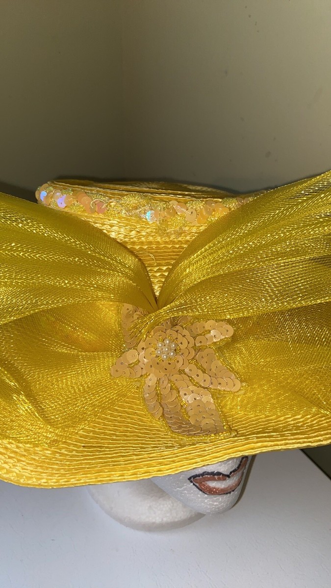 Yellow Sequin Embellished Dress/Church Hat | eBay display picture 1