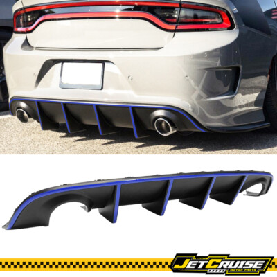 Fits 15-23 Dodge Charger SRT Rear Diffuser Factory Style & Blue Reflective Tape