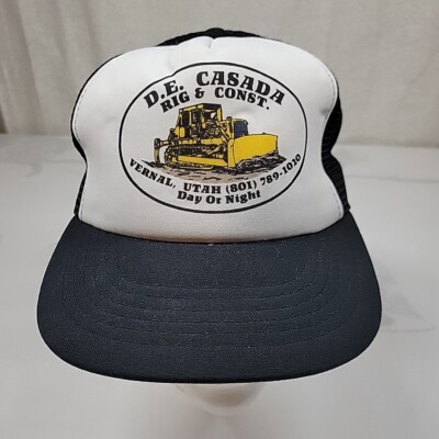 Vintage Casada Construction Bulldozer Co Ball Cap Hat Vernal UT Snapback Foam 