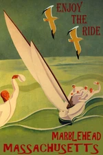 Sailing Marblehead Mass Enjoy The Ride Sailboat Vintage Poster Repro FREE S/H