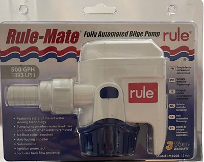 Rule RM500B 500 GPH Fully Automated Bilge Pump 12V DC Marine Boat 3/4'' 29-RM500B