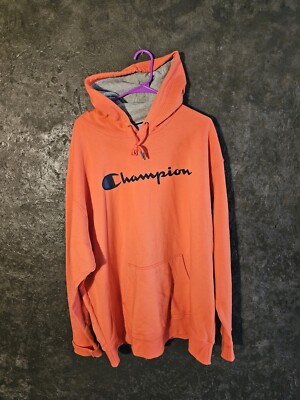 Champion Hoodie Men's Orange Navy, Baby Blue Pullover Logo