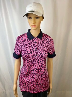 J.Lindeberg Womens Lexie TX Coolmax Polo Shirt - Pink Leopard