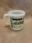 Vintage Glasbake MCM Milk Glass Golf Theme Coffee Mug
