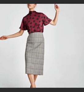 Zara Plaid Midi Pencil Skirt Size XL | eBay