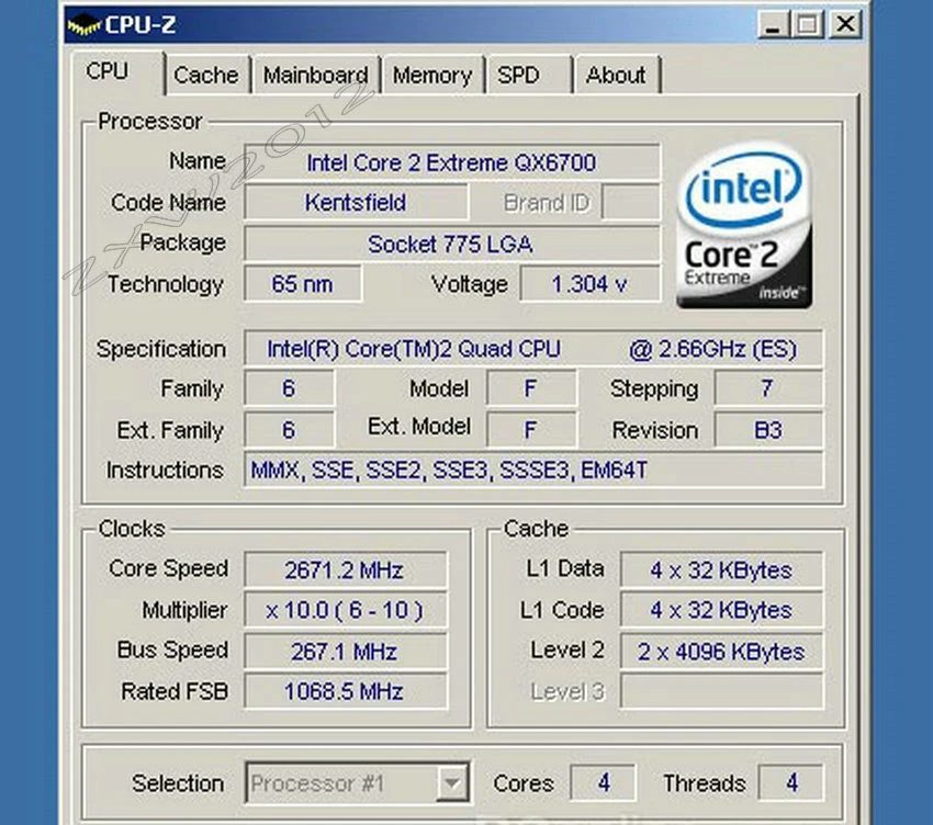 Intel Core 2 Extreme QX6700 2.66 GHz Quad-Core Processor Socket LGA775 CPU SL9UL - Image 2 of 2