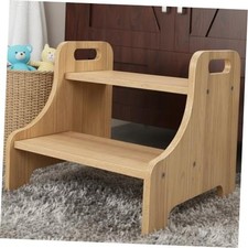 Natural Toddler Step Stool for Kids - Handles - Natural Kitchen Stool