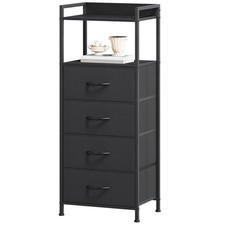 Night Stand with 4 Drawers, Vertical Storage Tower Fabric Dresser for Bedroom...