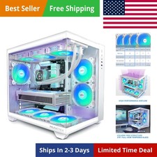 ATX PC Case, 6 PWM ARGB Fans Pre-Installed, 360MM RAD Support, Type-C Gaming ...
