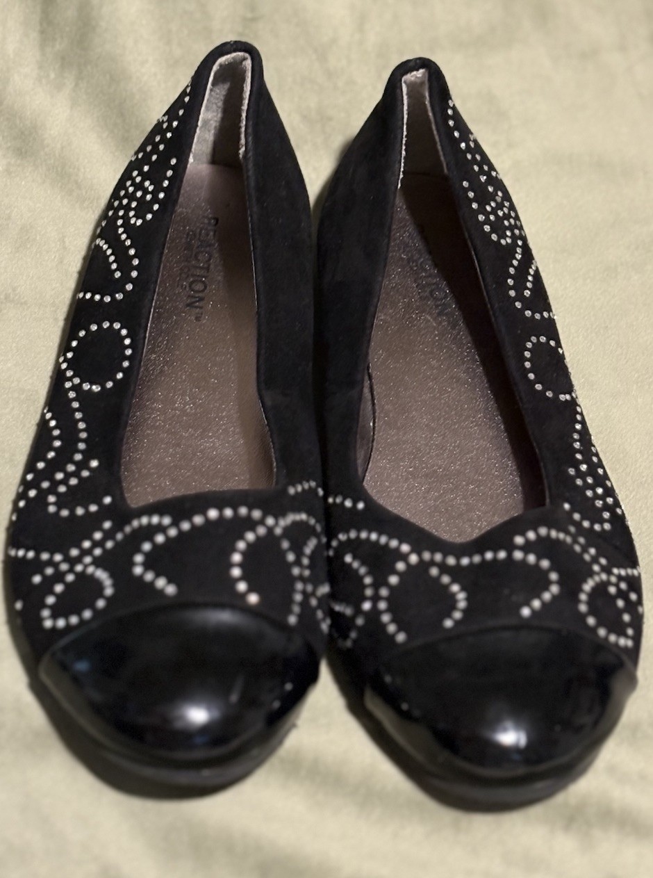 Kenneth Cole Reaction Girls 3 Metallic Silver Mary Jane Flats Rhinestones EUC