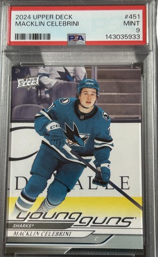 Macklin Celebrini 2024-25 Upper Deck Young Guns #451 San Jose Sharks PSA 9