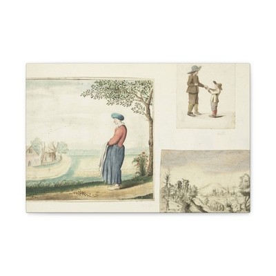 Gesina ter Borch - Boerenvrouw, jongens met appels - Canvas Wall Art