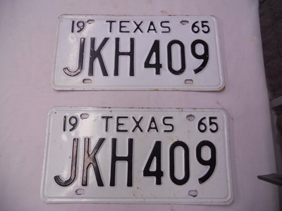 Texas license plates.  1965   jkh409