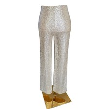 HM Silver Sequin High Waisted Wide Leg Pants Womens XS Sparkly Party Trouser