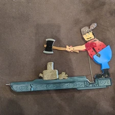 Vintage Art Line Whirl A Gig Whirlygig  Lumberjack Chopping Wood 