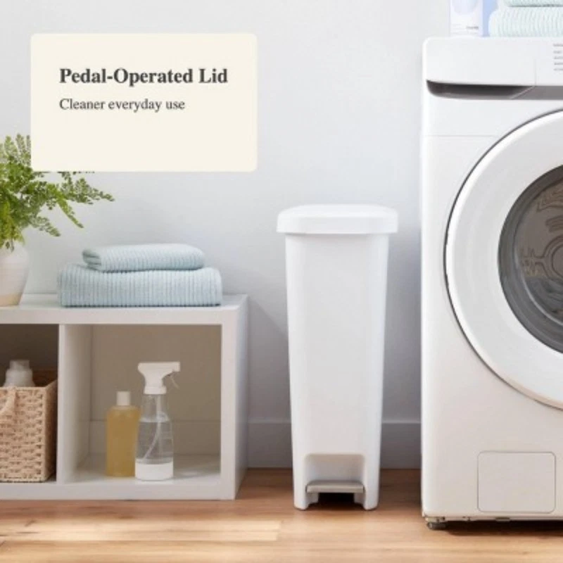 Brightroom 11gal Slim Step Trash Can, White Pedal-Operated, Textured - Image 4 of 4