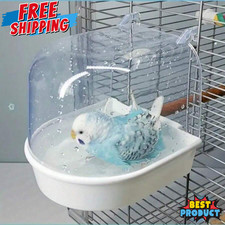 Bird Bath Tub Parrot Bathing Box Quick Dry Towel Cockatiel African Grey Toy