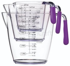 Image of COLOURWORKS 3 PIECE ACRYLIC MEASURING JUG SET PURPLE
