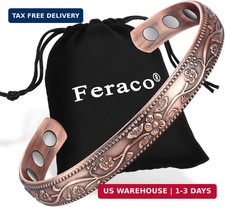 Feraco Copper Bracelet for Women, Ultra Strength Magnetic Bracelets, 99.99 Pure
