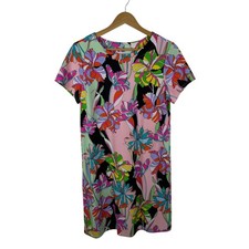 Jude Connally Floral Sheath Dress Medium Colorful Stretch Preppy Tropical Bright