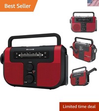 Powerful Weatherband Radio with Built-in Flashlight  Solar Charger - Compact