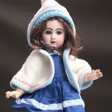 Antico vestito per bambola Cape berretto e borsa per bambola Jumeau Käthe Kruse 40 cm dress