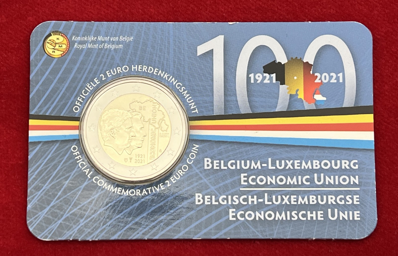 2 euros Belgique, 2021, 100 ans de l'Union économique avec Luxembourg,...