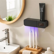 Smart Toothbrush Holder, Wall Mounted Toothbrush Holder with Toothpaste Dispense