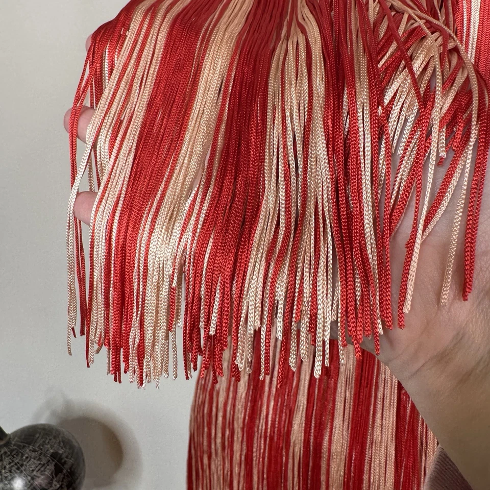 Nuevo con etiquetas Vestido Roberto Cavalli Rayas Flecos Rojo Colorido Talla 14 Aleta $4000 Foto 3 de 4