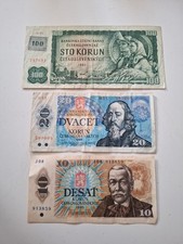 Tschechoslawakei, Kronen Banknoten 100, 20, 10 Korun, Banknoten 1961 1988/86 B13