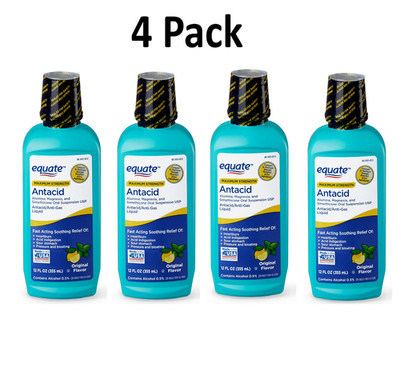 Equate Maximum Strength Antacid Liquid, Original Flavor, 12 fl oz. (Pack-4)