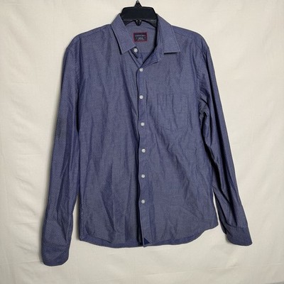UNTUCKit Men s Button Down Shirt Medium Blue Micro Print Long Sleeve Cotton