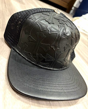 Chrome Hearts Black Mesh Back Trucker Hat Cross Patch Embroidered Men One Size
