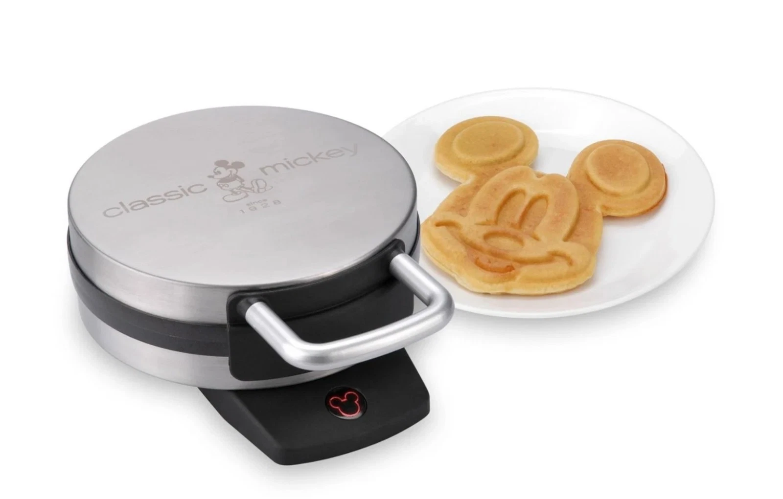 Disney Classic Mickey Mouse Stainless Waffle Maker Iron New in box DCM-1