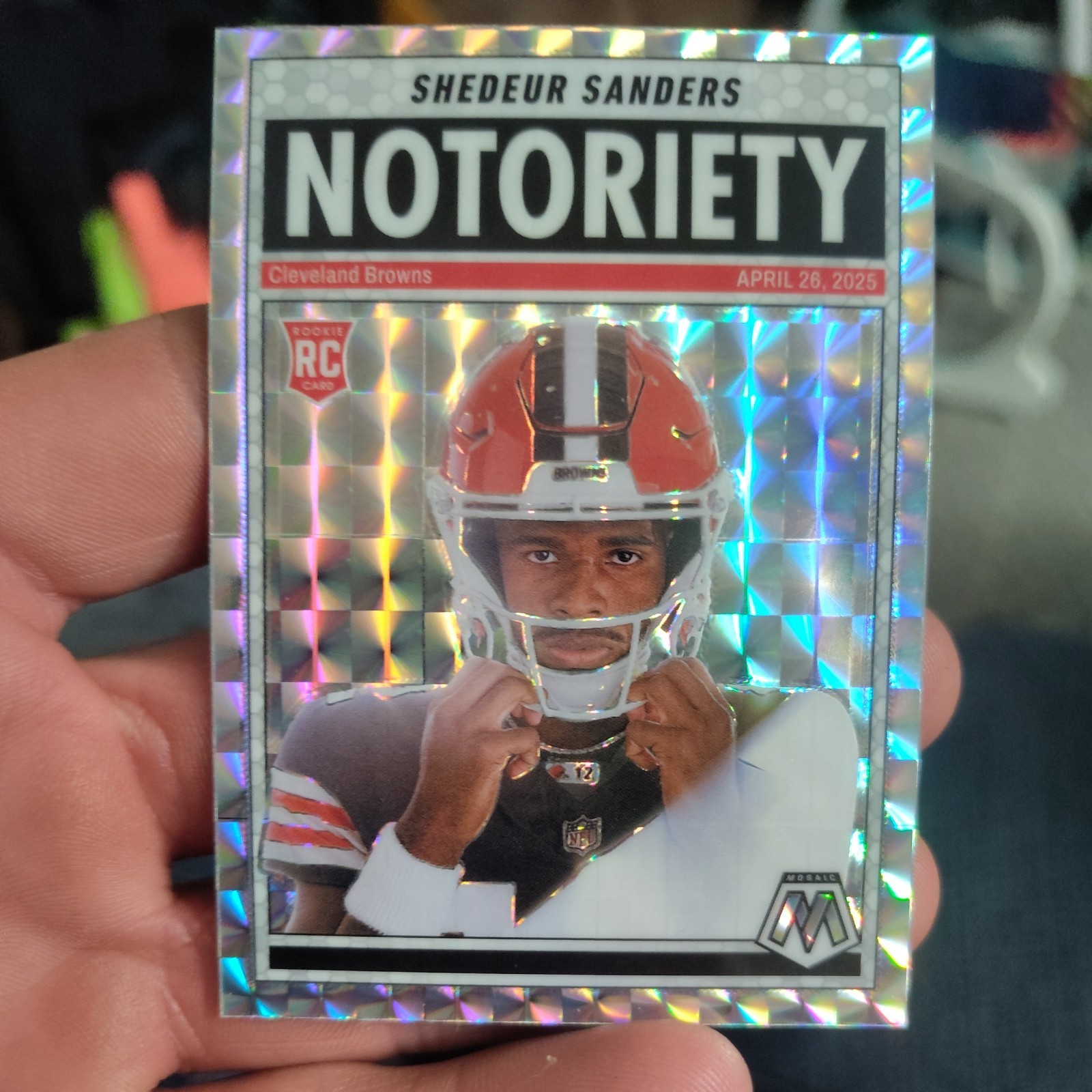 2025 Panini Mosaic Shedeur Sanders Silver Mosaic RC Notoriety Insert #13