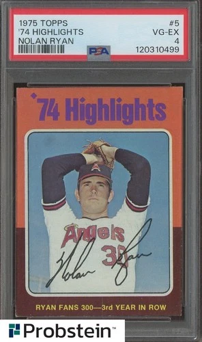 1975 Topps #5 Nolan Ryan 1974 Highlights Angels HOF PSA 4 VG-EX
