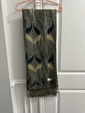 Pashmina Scarf Wrap Shawl blue and gold Paisley Fringe