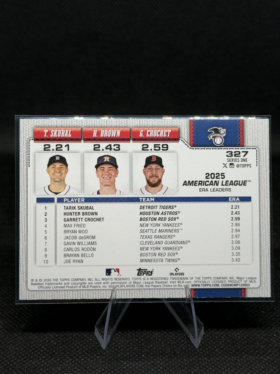 2026 Topps Series 1 - 2025 American League ERA Leaders #327