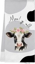 Cow Farmhouse Kitchen Towels Decor Gifts for 24 inches x 16 inches, Black
