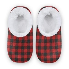 Red Black Buffalo Plaid Home Slippers Merry Christmas Spa 7-8, Multi 15