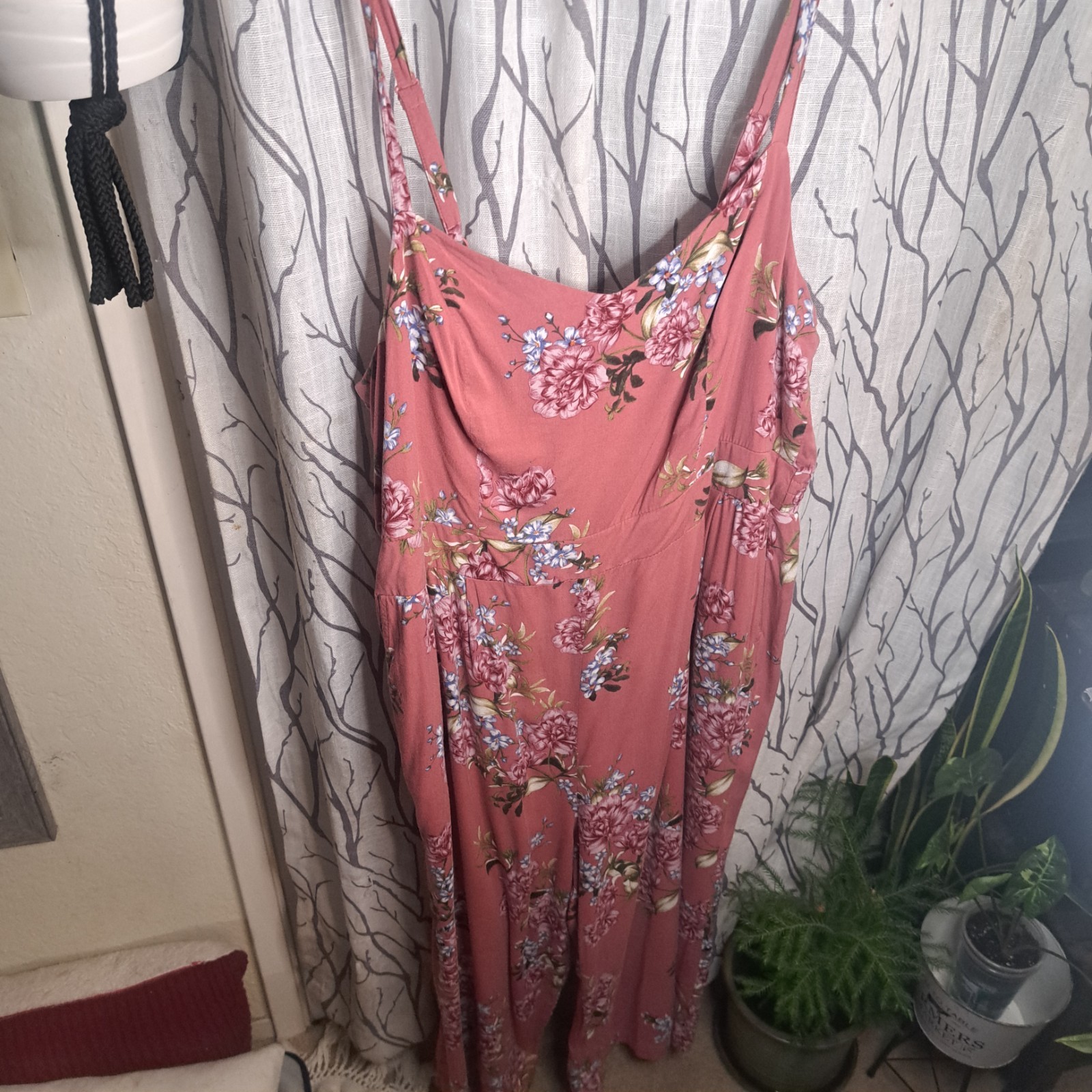 TORRID Jumpsuit Romper Pink Floral Pockets Smocked Back Women Plus Size 3X-image