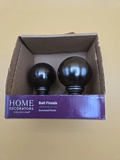 Home Decorators Collection Ball Finials Gunmetal Finish Set of 2 Fits 1" Rod New