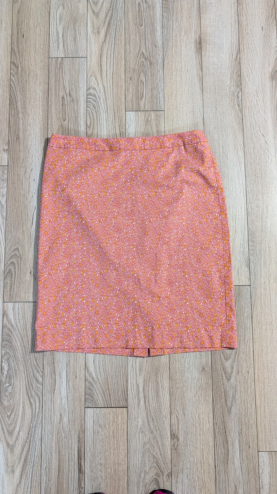 Talbots Women's Pencil Skirt Pink Yellow White Size 14 Cotton Spandex