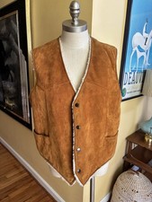 vintage genuine suede leather and shearling vest