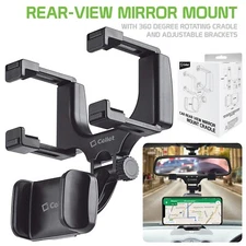 Car Rearview Mirror Phone Mount, Phone Holder for iPhone, Samsung Galaxy, Pixel
