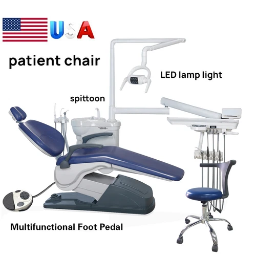 Dental Unit Chair Hard Leather+Dentist Stool + DDS+ New Foot Pedal Unidad silla video thumbnail