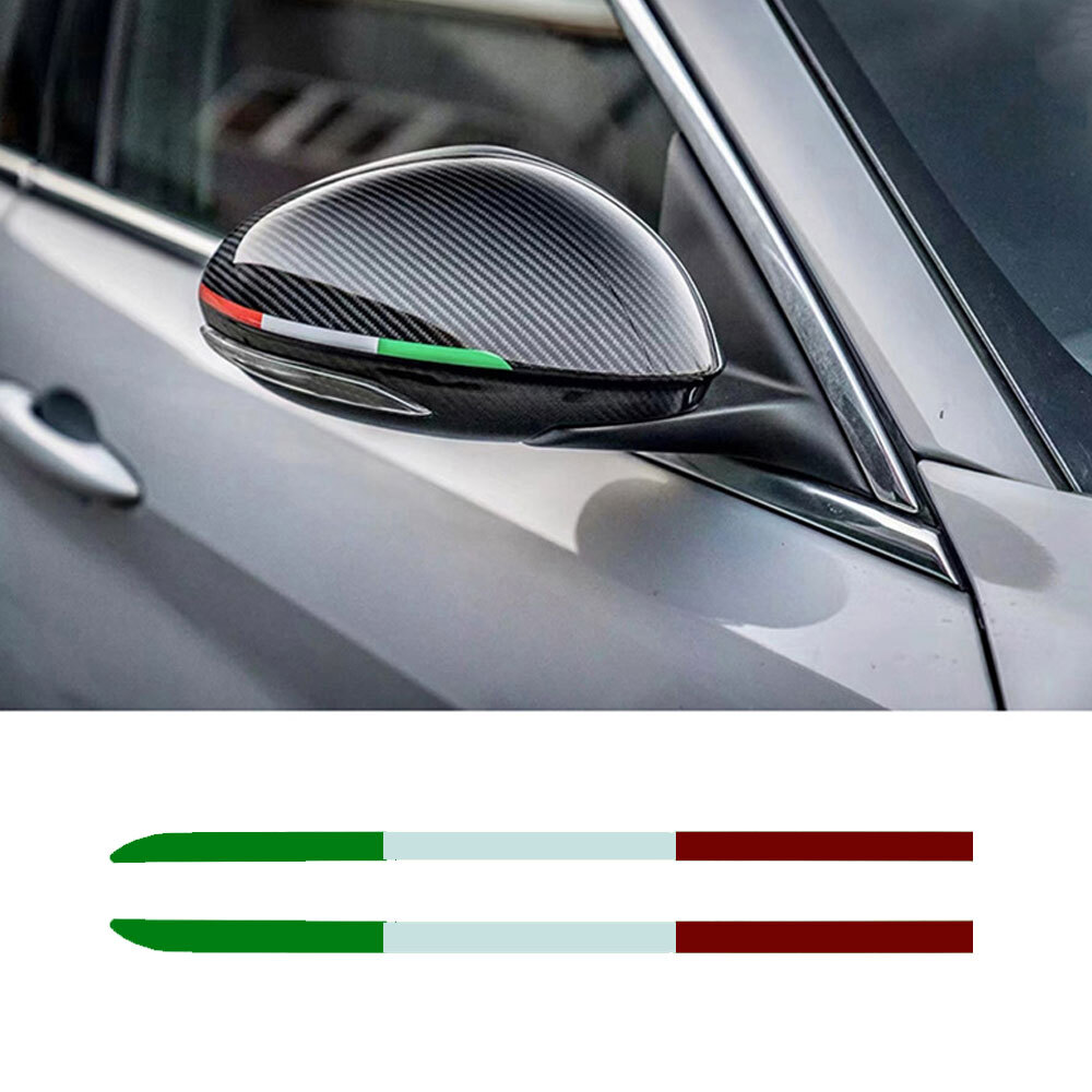 1 Pair Italy Flag Logo Italian Car Stickers Side Mirror Strip Decals Accessories