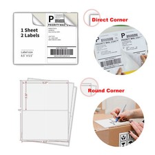 Half Sheet Self Adhesive Shipping Labels for Laser  Inkjet Printer 8.5 X 5.5
